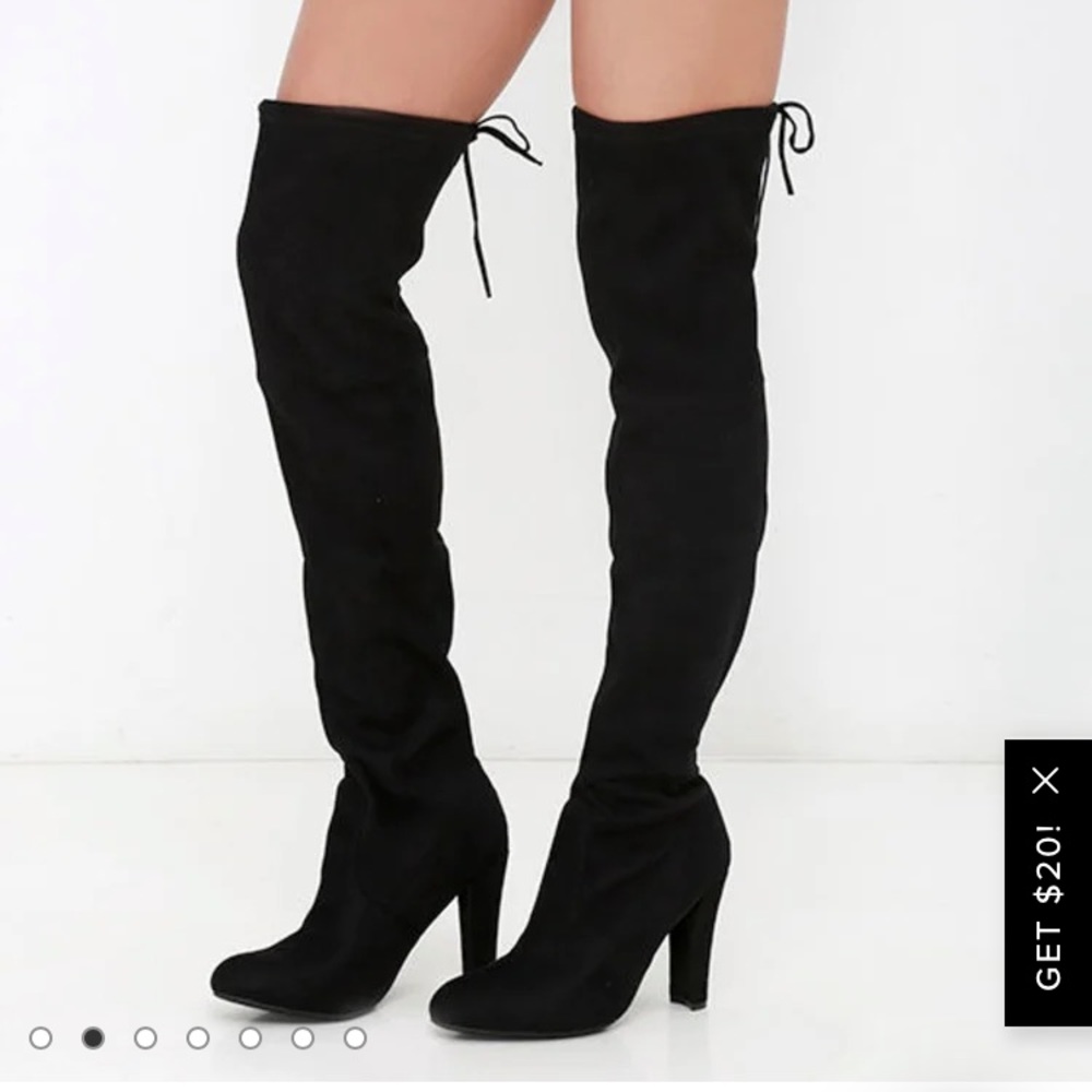 Steve Madden Gorgeous Black Suede Over the Knee Boots - Picture 4 of 9